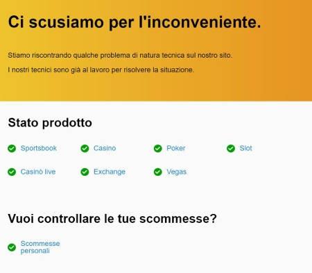 Blocco e sospensione di tutti i mercati su Betfair