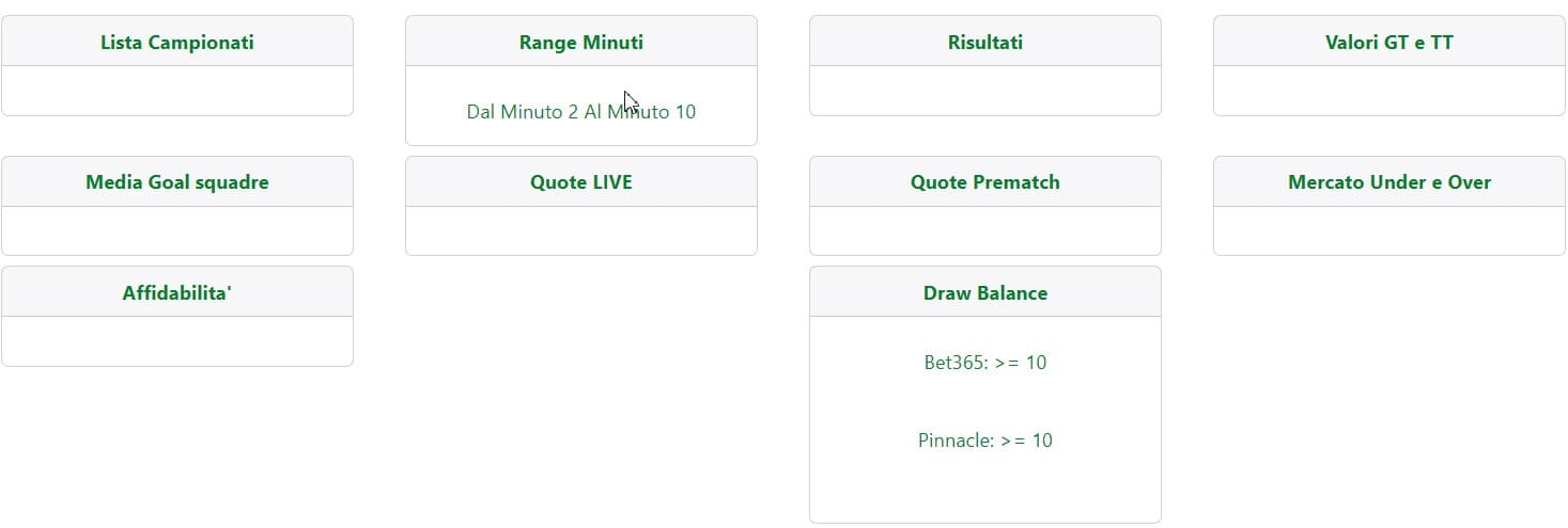 Draw balance impostazioni alert Draw balance impostazioni alert
