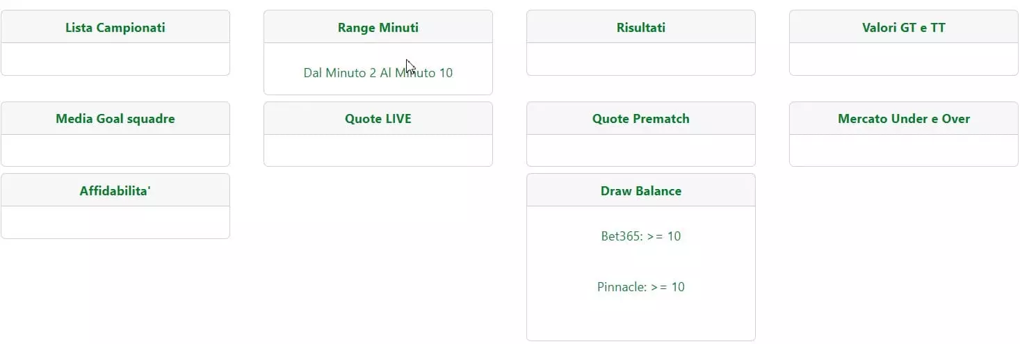 Draw balance impostazioni alert