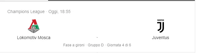 Lokomotiv Mosca vs Juventus