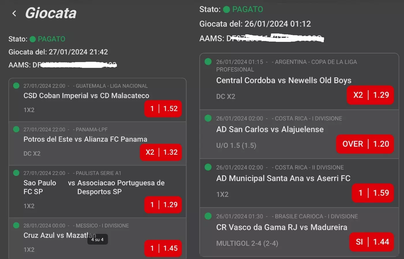 schedina giocata cliente pronostici asianodds scoretrend 3
