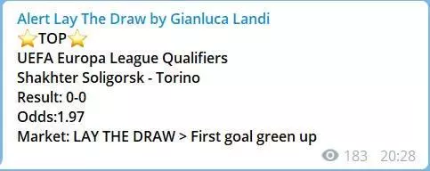 esempio alert lay the draw by gianluca landi