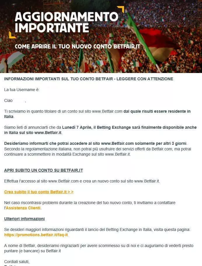 Partenza betting exchange in Italia lunedì 7 aprile 2014