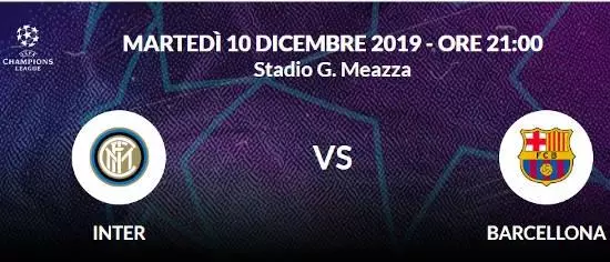 pronostico Inter Barcellona Gruppo F Champions League
