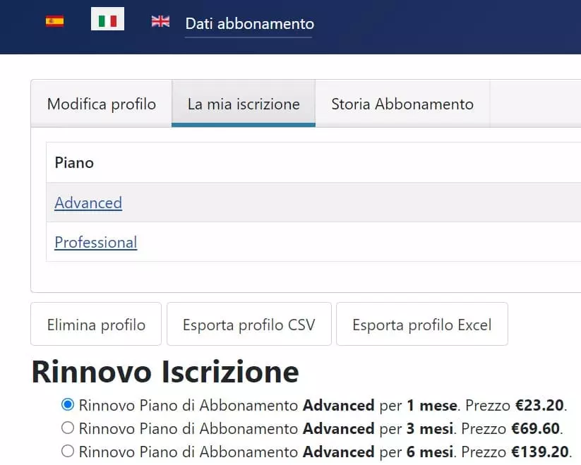 rinnovo abbonamento scoretrend
