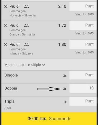 schedina con margine derrore