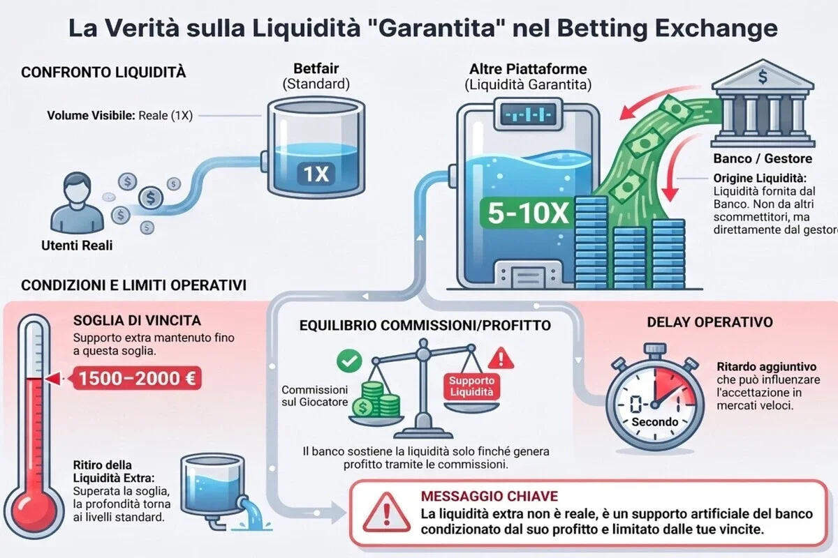 liquidità piattaforme di betting exchange 5-10 volte maggiore di Betfair