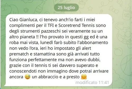 Recensione Scanner Tennis TFI su Telegram: alert prematch impostati e funzionanti dal primo giorno