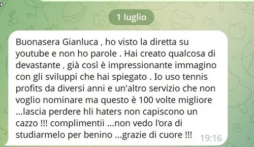 Recensione Scanner Tennis TFI su Telegram dopo la diretta YouTube: cento volte migliore dei servizi usati in passato